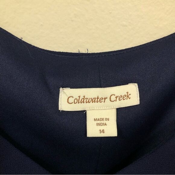 Coldwater Creek Navy Blue Flowy V Neck Mini Dress women's size 14 - Picture 4 of 8